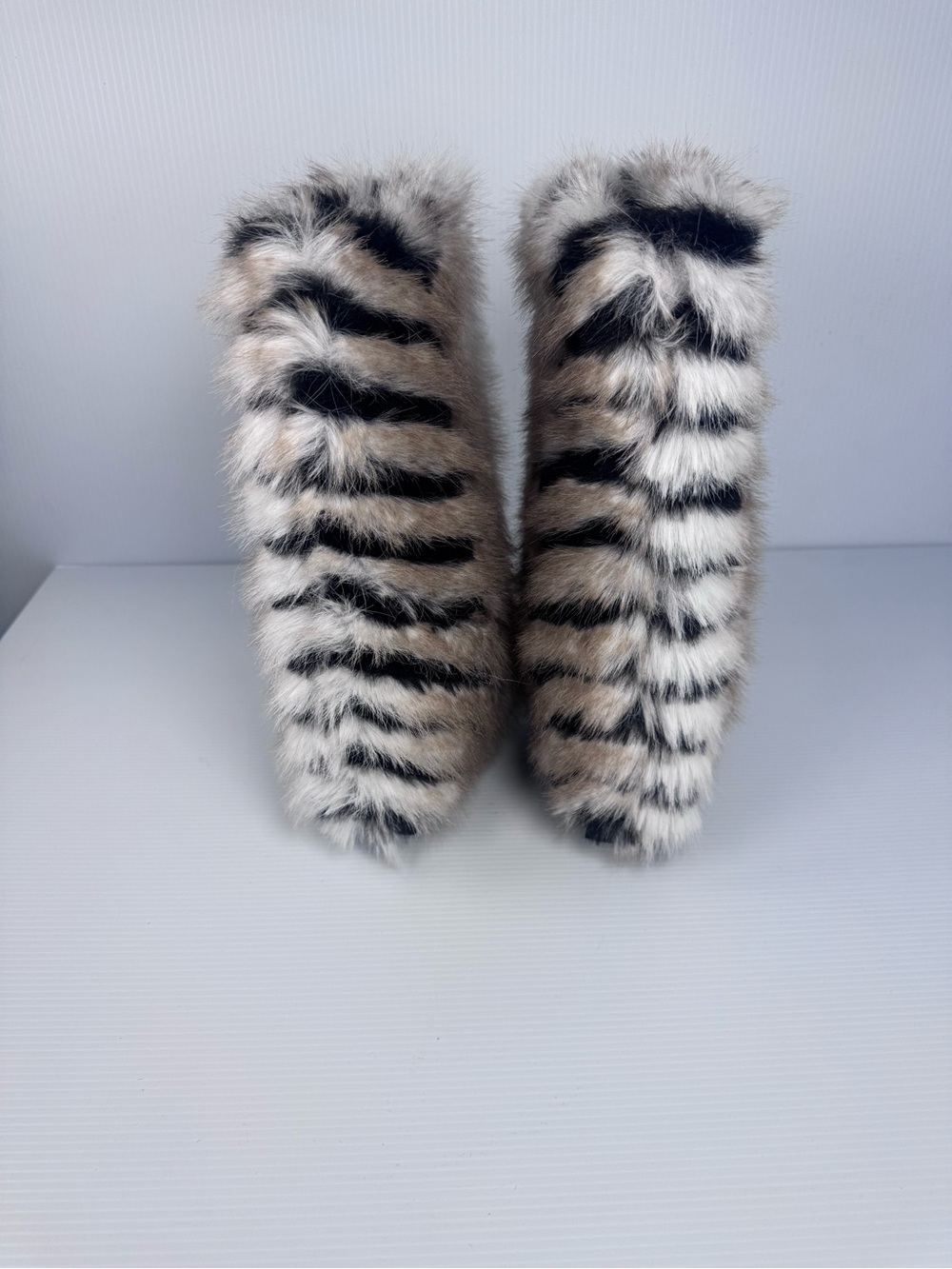 Azalea Wang Faux Fur Zebra Stripe Wedge Boots – Statement Boots (NIB) - Picture 3 of 5